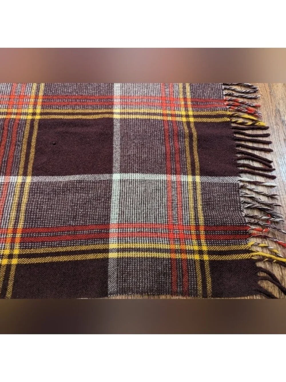 Vintage tartan 100% wool blanket, made in Scotland,  52